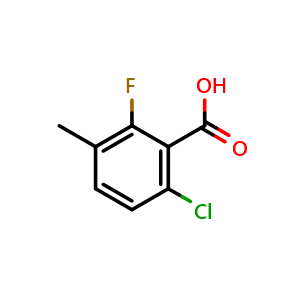 Chemical structure of 6-Chloro-2-fluoro-3-methylbenzoic acid , CAS 32890-90-7, AChemBlock X180089