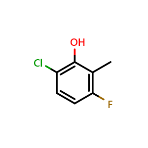 Chemical structure of 6-Chloro-3-fluoro-2-methylphenol , CAS 1807168-76-8, AChemBlock X180094