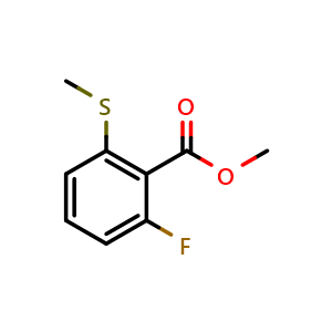 Chemical structure of 6-Fluoro-2-(methylthio)benzoic acid methyl ester , CAS 1865064-09-0, AChemBlock X180115