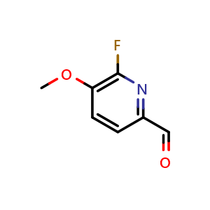 Chemical structure of 6-fluoro-5-methoxypicolinaldehyde , CAS 1256791-75-9, AChemBlock X180120