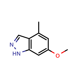 Chemical structure of 6-methoxy-4-methyl-1H-indazole , CAS 885521-36-8, AChemBlock X180128
