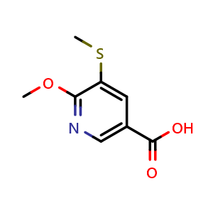 Chemical structure of 6-Methoxy-5-(methylthio)nicotinic acid , CAS 2807447-09-0, AChemBlock X180129