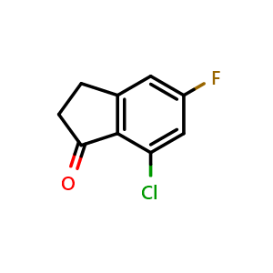 Chemical structure of 7-Chloro-5-fluoro-indan-1-one , CAS 1260008-48-7, AChemBlock X180148