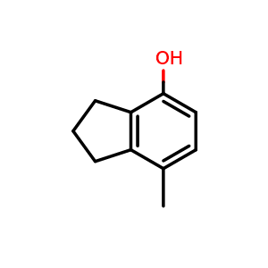 Chemical structure of 7-methyl-2,3-dihydro-1H-inden-4-ol , CAS 16400-13-8, AChemBlock X180156