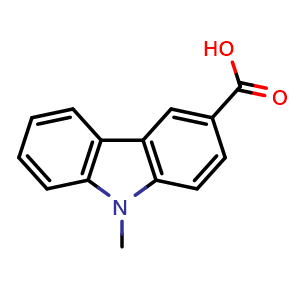 Chemical structure of 9-Methyl-9H-carbazole-3-carboxylic acid , CAS 89374-79-8, AChemBlock X180172