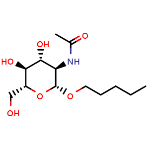 Chemical structure of amyl 2-acetamido-2-deoxy-beta-d-glucopyranoside , CAS 94483-64-4, AChemBlock X180174