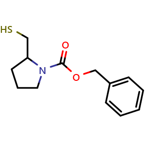 Chemical structure of benzyl 2-(sulfanylmethyl)pyrrolidine-1-carboxylate , CAS 104379-90-0, AChemBlock X180182