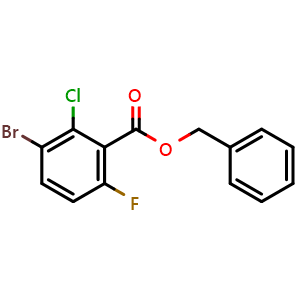 Chemical structure of Benzyl 3-bromo-2-chloro-6-fluorobenzoate , CAS 2586125-74-6, AChemBlock X180186