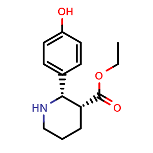 Chemical structure of ethyl (2S,3R)-2-(4-hydroxyphenyl)piperidine-3-carboxylate , CAS 2840871-94-3, AChemBlock X180255
