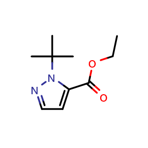 Chemical structure of Ethyl 1-(tert-butyl)-1H-pyrazole-5-carboxylate , CAS 1416372-55-8, AChemBlock X180260
