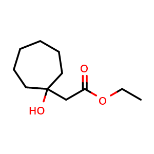 Chemical structure of Ethyl 2-(1-hydroxycycloheptyl)acetate , CAS 95019-29-7, AChemBlock X180265
