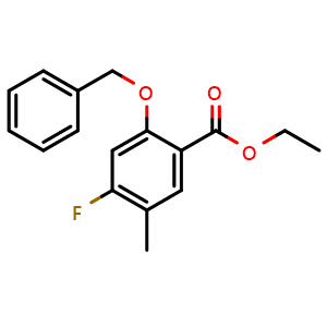 Chemical structure of Ethyl 2-(benzyloxy)-4-fluoro-5-methylbenzoate , CAS 2755718-98-8, AChemBlock X180278