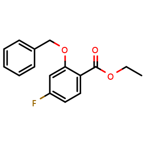 Chemical structure of ethyl 2-(benzyloxy)-4-fluorobenzoate , CAS 2734774-71-9, AChemBlock X180279