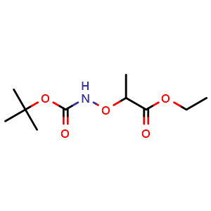 Chemical structure of ethyl 2-(tert-butoxycarbonylaminooxy)propanoate , CAS 1268260-84-9, AChemBlock X180282