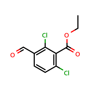 Chemical structure of Ethyl 2,6-dichloro-3-formylbenzoate , CAS 311348-59-1, AChemBlock X180308