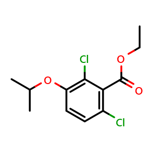 Chemical structure of Ethyl 2,6-dichloro-3-isopropoxybenzoate , CAS 2734778-42-6, AChemBlock X180309