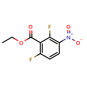 Chemical structure of Ethyl 2,6-difluoro-3-nitrobenzoate , CAS 150368-36-8, AChemBlock X180314