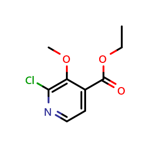 Chemical structure of Ethyl 2-chloro-3-methoxyisonicotinate , CAS 1214347-16-6, AChemBlock X180342