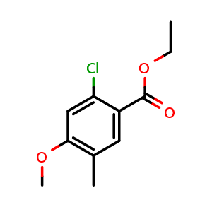 Chemical structure of Ethyl 2-chloro-4-methoxy-5-methylbenzoate , CAS 2383777-84-0, AChemBlock X180346