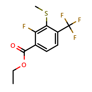 Chemical structure of Ethyl 2-fluoro-3-(methylthio)-4-(trifluoromethyl)benzoate , CAS 2755723-00-1, AChemBlock X180364