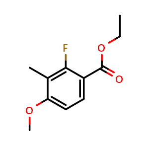 Chemical structure of Ethyl 2-fluoro-4-methoxy-3-methylbenzoate , CAS 2386254-31-3, AChemBlock X180373