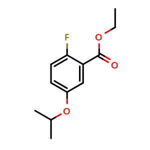 Chemical structure of Ethyl 2-fluoro-5-isopropoxybenzoate , CAS 2734774-97-9, AChemBlock X180383