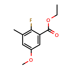 Chemical structure of Ethyl 2-fluoro-5-methoxy-3-methylbenzoate , CAS 1260765-02-3, AChemBlock X180384