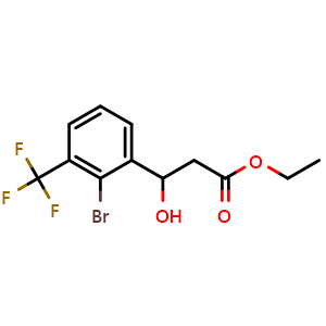 Chemical structure of Ethyl 3-(2-bromo-3-(trifluoromethyl)phenyl)-3-hydroxypropanoate , CAS 2755724-73-1, AChemBlock X180406