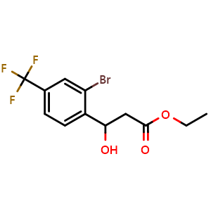 Chemical structure of Ethyl 3-(2-bromo-4-(trifluoromethyl)phenyl)-3-hydroxypropanoate , CAS 2734779-14-5, AChemBlock X180407