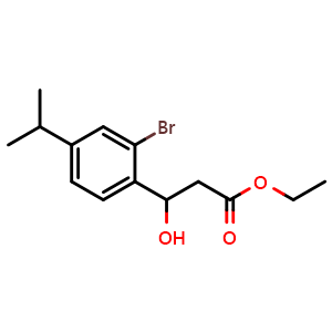 Chemical structure of Ethyl 3-(2-bromo-4-isopropylphenyl)-3-hydroxypropanoate , CAS 2755718-21-7, AChemBlock X180410