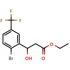 Chemical structure of Ethyl 3-(2-bromo-5-(trifluoromethyl)phenyl)-3-hydroxypropanoate , CAS 2755721-05-0, AChemBlock X180411