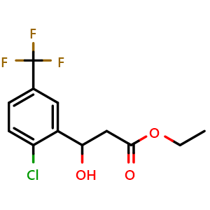 Chemical structure of Ethyl 3-(2-chloro-5-(trifluoromethyl)phenyl)-3-hydroxypropanoate , CAS 2734778-84-6, AChemBlock X180419
