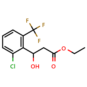 Chemical structure of Ethyl 3-(2-chloro-6-(trifluoromethyl)phenyl)-3-hydroxypropanoate , CAS 2734779-30-5, AChemBlock X180420