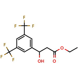 Chemical structure of Ethyl 3-(3,5-bis(trifluoromethyl)phenyl)-3-hydroxypropanoate , CAS 2734776-27-1, AChemBlock X180425