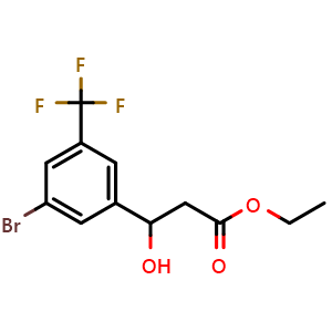 Chemical structure of Ethyl 3-(3-bromo-5-(trifluoromethyl)phenyl)-3-hydroxypropanoate , CAS 2755718-48-8, AChemBlock X180430