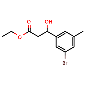 Chemical structure of Ethyl 3-(3-bromo-5-methylphenyl)-3-hydroxypropanoate , CAS 2755718-57-9, AChemBlock X180432