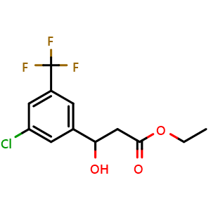 Chemical structure of Ethyl 3-(3-chloro-5-(trifluoromethyl)phenyl)-3-hydroxypropanoate , CAS 2734775-54-1, AChemBlock X180434