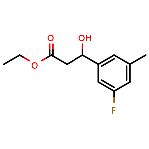 Chemical structure of Ethyl 3-(3-fluoro-5-methylphenyl)-3-hydroxypropanoate , CAS 2755723-69-2, AChemBlock X180437