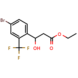 Chemical structure of Ethyl 3-(4-bromo-2-(trifluoromethyl)phenyl)-3-hydroxypropanoate , CAS 2755717-90-7, AChemBlock X180441