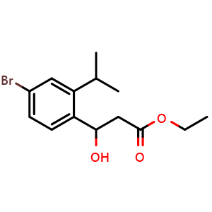Chemical structure of Ethyl 3-(4-bromo-2-isopropylphenyl)-3-hydroxypropanoate , CAS 2755724-62-8, AChemBlock X180444