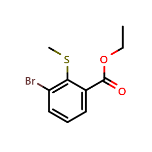 Chemical structure of Ethyl 3-bromo-2-(methylthio)benzoate , CAS 2764728-35-8, AChemBlock X180477
