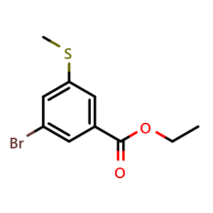 Chemical structure of ethyl 3-bromo-5-(methylthio)benzoate , CAS 1823024-65-2, AChemBlock X180492