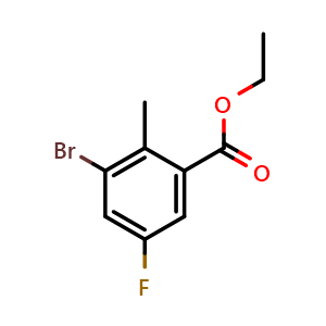 Chemical structure of Ethyl 3-bromo-5-fluoro-2-methylbenzoate , CAS 1379354-66-1, AChemBlock X180498