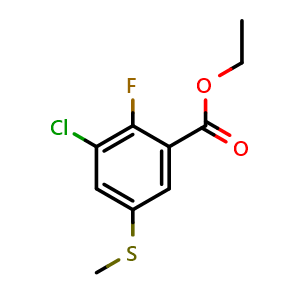 Chemical structure of Ethyl 3-chloro-2-fluoro-5-(methylthio)benzoate , CAS 2764733-32-4, AChemBlock X180506