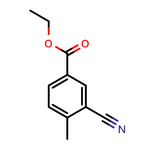 Chemical structure of Ethyl 3-cyano-4-methylbenzoate , CAS 96259-68-6, AChemBlock X180515
