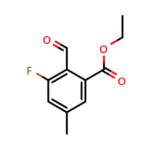 Chemical structure of Ethyl 3-fluoro-2-formyl-5-methylbenzoate , CAS 2384836-58-0, AChemBlock X180526