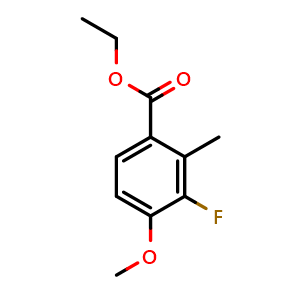 Chemical structure of Ethyl 3-fluoro-4-methoxy-2-methylbenzoate , CAS 2385206-80-2, AChemBlock X180530