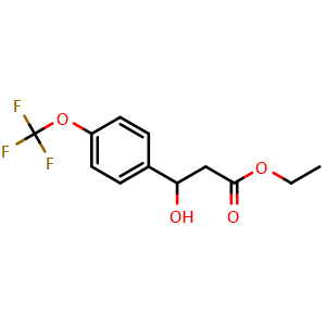 Chemical structure of Ethyl 3-hydroxy-3-(4-(trifluoromethoxy)phenyl)propanoate , CAS 1321964-38-8, AChemBlock X180543