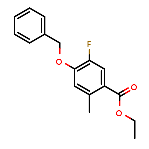 Chemical structure of Ethyl 4-(benzyloxy)-5-fluoro-2-methylbenzoate , CAS 2757731-92-1, AChemBlock X180566