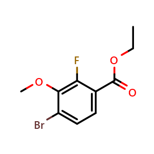 Chemical structure of Ethyl 4-bromo-2-fluoro-3-methoxybenzoate , CAS 1824272-60-7, AChemBlock X180578